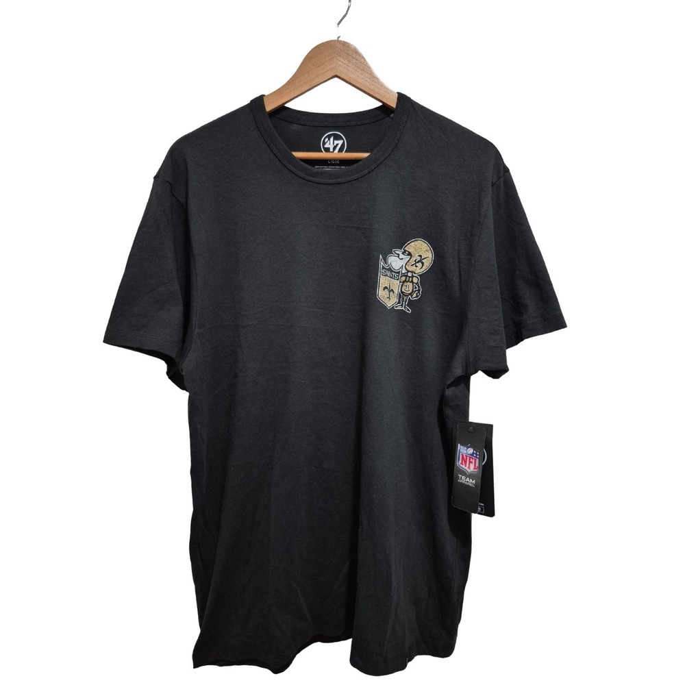 47 Brand New Orleans Saints Mens Black Graphic T-Shirt NFL Large NWT